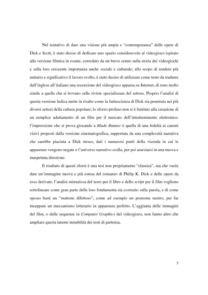 Anteprima della tesi: Universi che (non) cadono a pezzi: la negazione dell'apparenza in Do Androids Dream of Electric Sheep? di Philip K. Dick e Blade Runner di Ridley Scott, Pagina 3