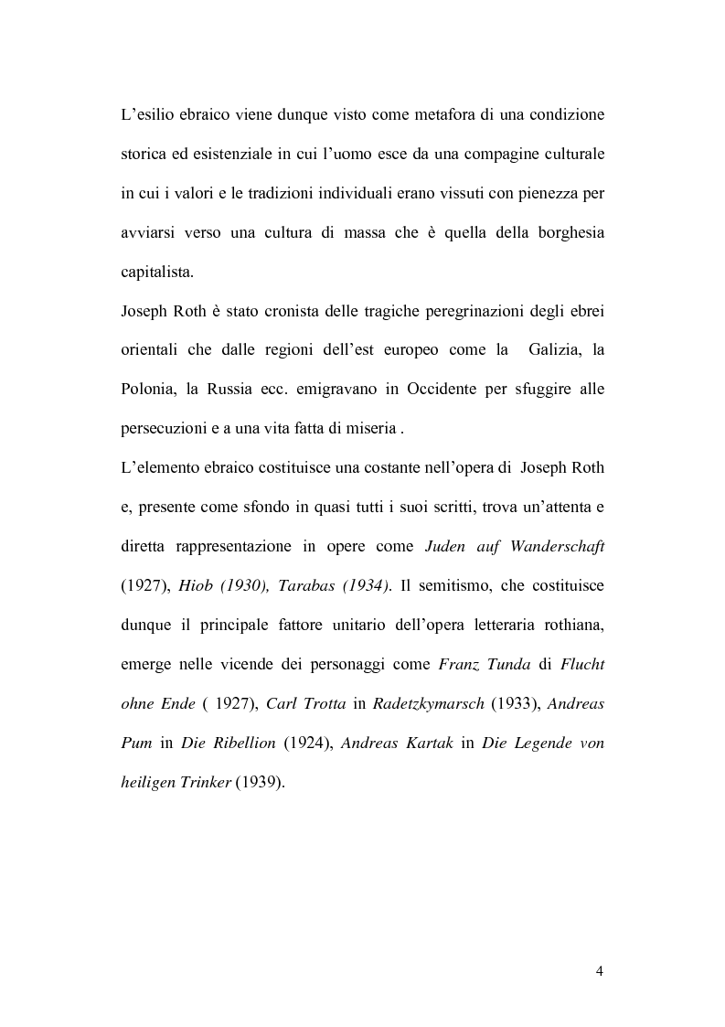Anteprima della tesi: Ebraismo e Modernità Nella Narrativa di Joseph Roth, Pagina 2