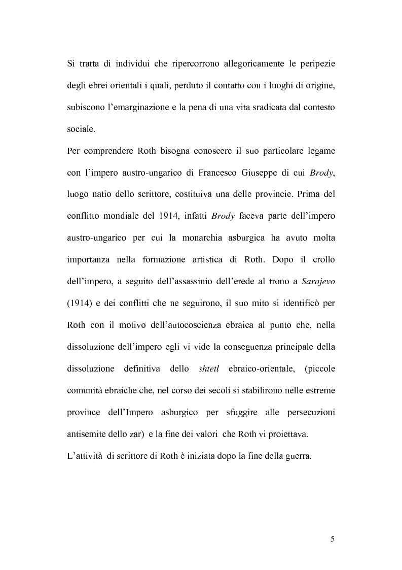 Anteprima della tesi: Ebraismo e Modernità Nella Narrativa di Joseph Roth, Pagina 3