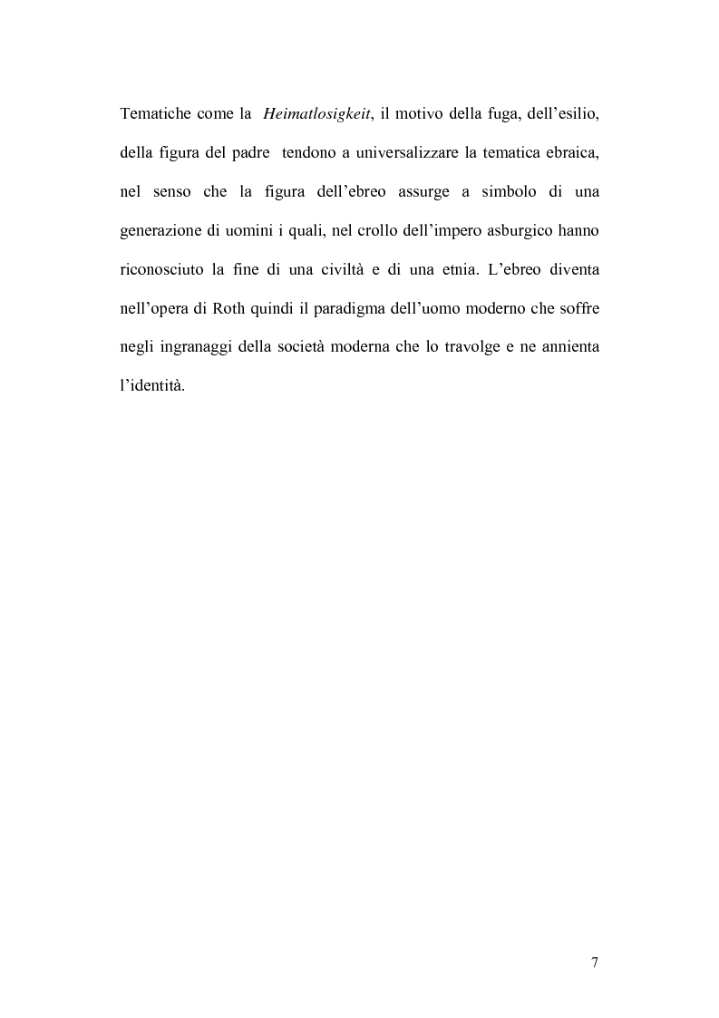 Anteprima della tesi: Ebraismo e Modernità Nella Narrativa di Joseph Roth, Pagina 5