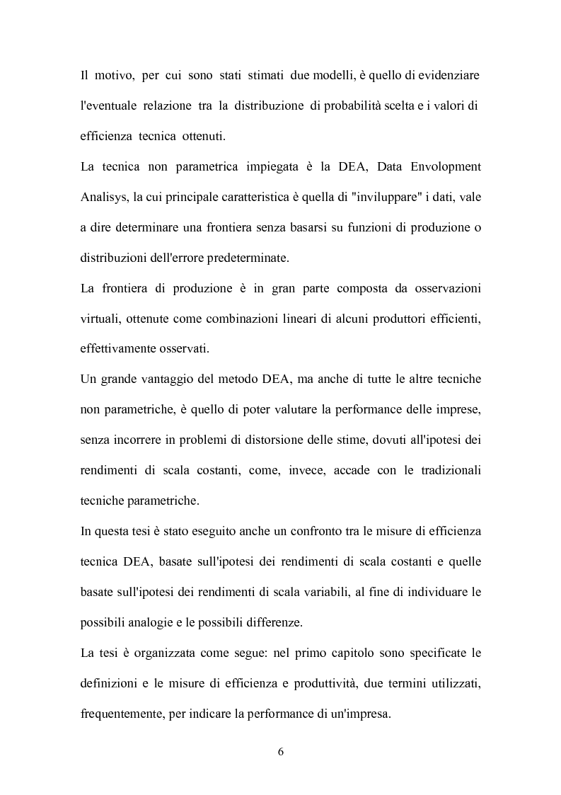 Anteprima della tesi: Metodi parametrici e non parametrici per la misura dell'efficienza nelle imprese manifatturiere, Pagina 3