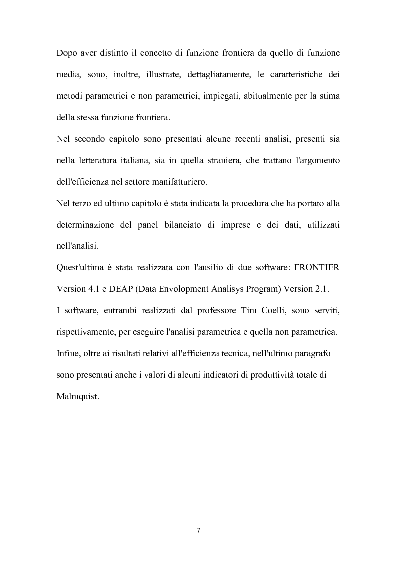 Anteprima della tesi: Metodi parametrici e non parametrici per la misura dell'efficienza nelle imprese manifatturiere, Pagina 4