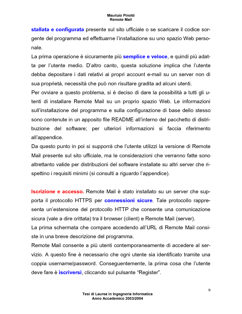 Anteprima della tesi: Remote Mail - un nuovo tool per la consultazione della posta elettronica, Pagina 5