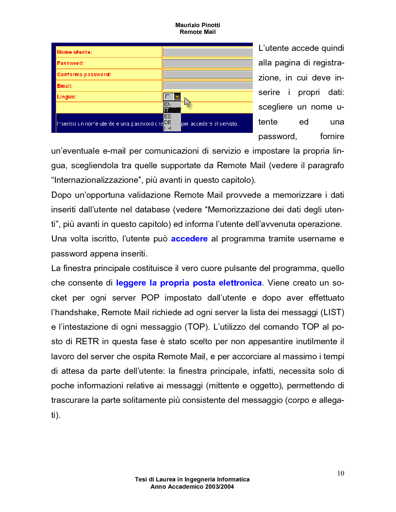 Anteprima della tesi: Remote Mail - un nuovo tool per la consultazione della posta elettronica, Pagina 6