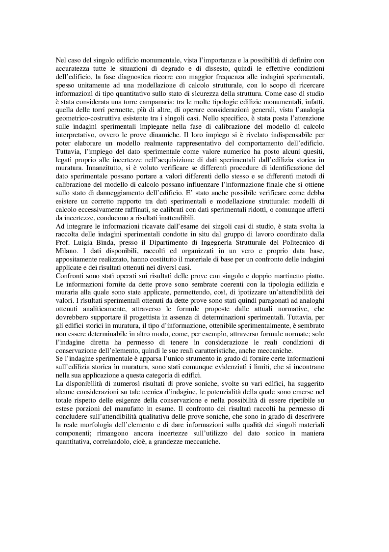 Anteprima della tesi: Contributo delle indagini sperimentali alla conoscenza degli edifici storici in muratura, Pagina 2