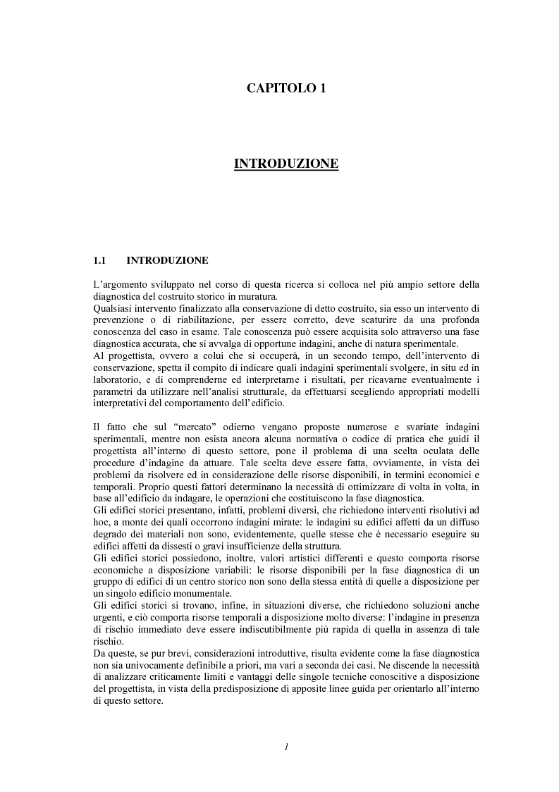 Anteprima della tesi: Contributo delle indagini sperimentali alla conoscenza degli edifici storici in muratura, Pagina 3