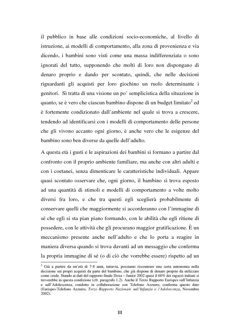 Anteprima della tesi: Il target infanzia nella pubblicità televisiva, Pagina 3