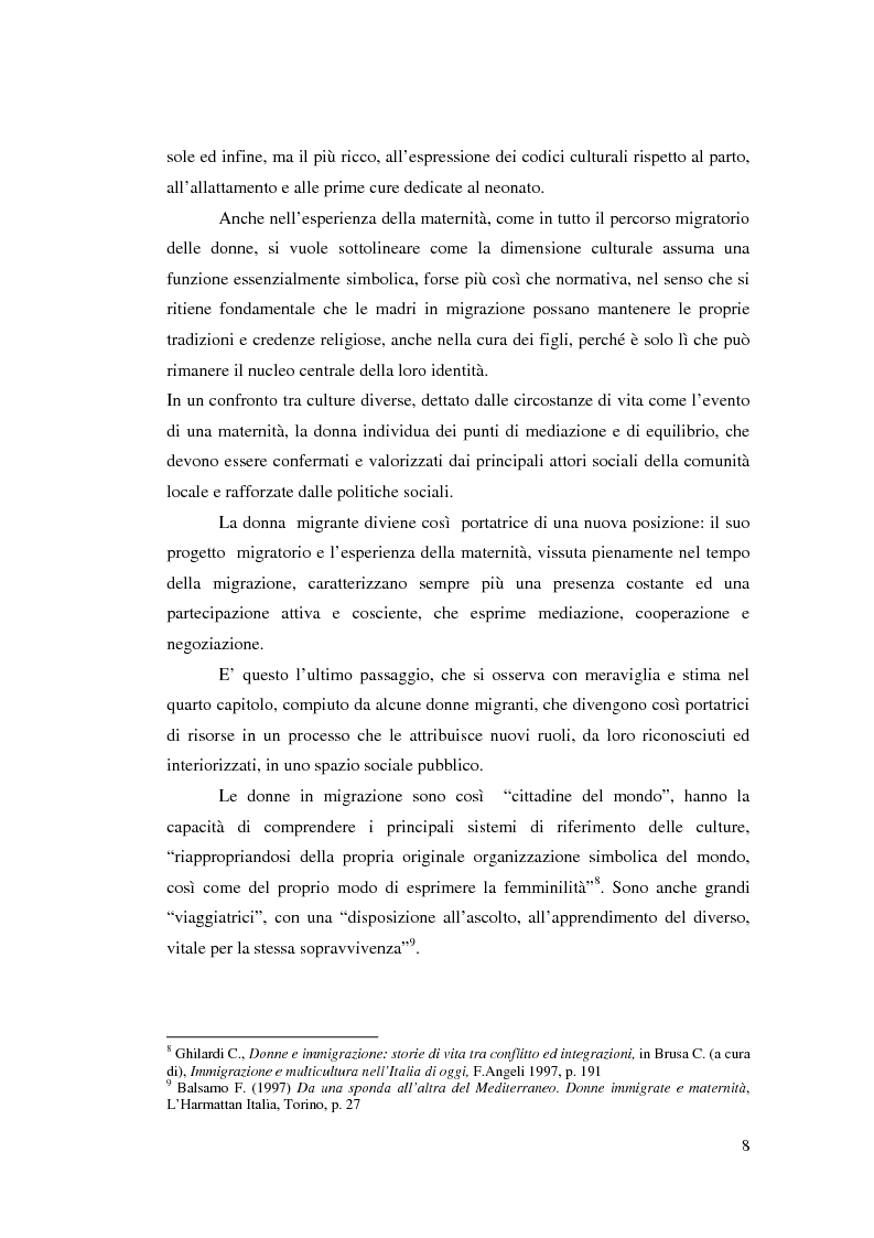 Anteprima della tesi: Immigrazione femminile e maternità: strategie di progetto, Pagina 7