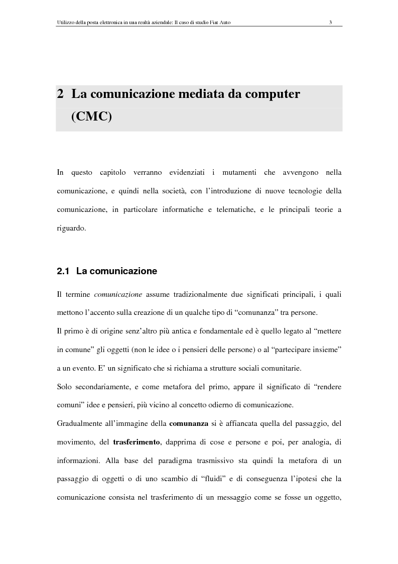Anteprima della tesi: La Comunicazione Mediata da Computer (CMC) - Un caso di studio: utilizzo della posta elettronica in Fiat Auto, Pagina 3