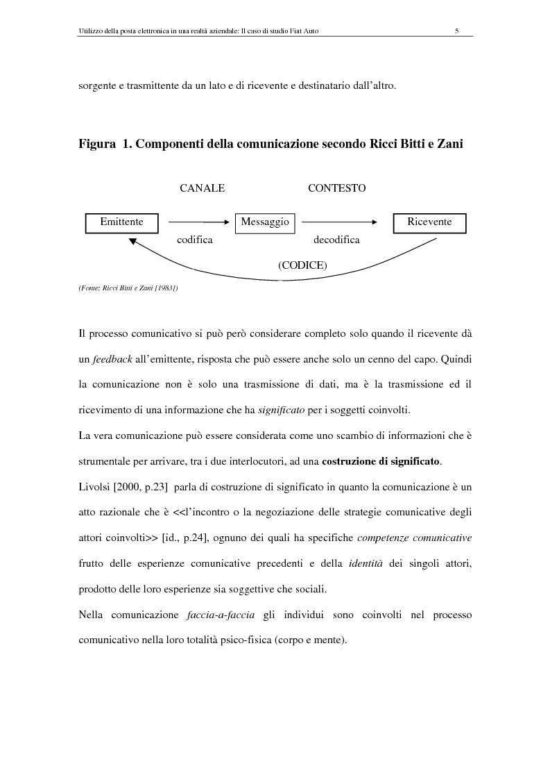 Anteprima della tesi: La Comunicazione Mediata da Computer (CMC) - Un caso di studio: utilizzo della posta elettronica in Fiat Auto, Pagina 5