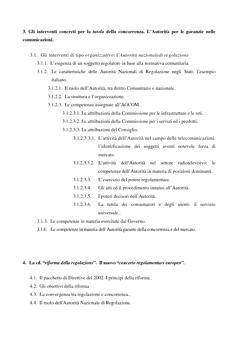 Indice della tesi: L'Autorità per le garanzie nelle comunicazioni dopo le Direttive 2002, Pagina 2