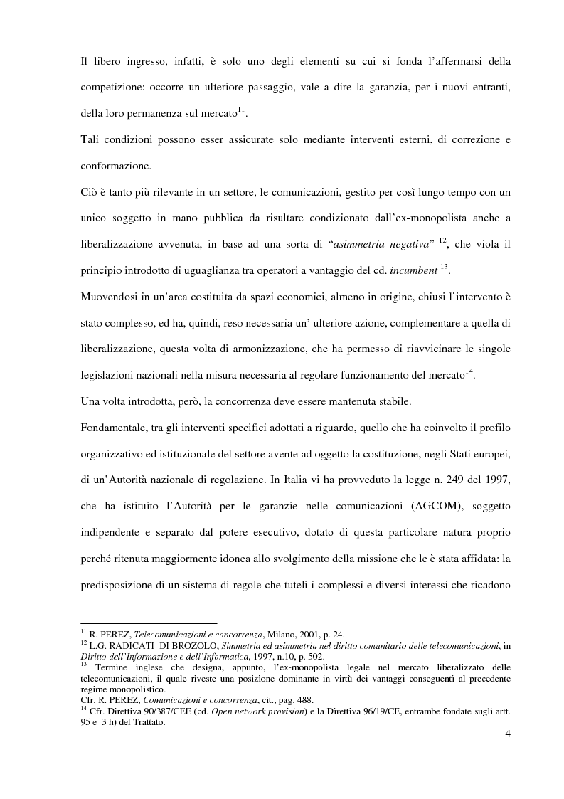 Anteprima della tesi: L'Autorità per le garanzie nelle comunicazioni dopo le Direttive 2002, Pagina 4