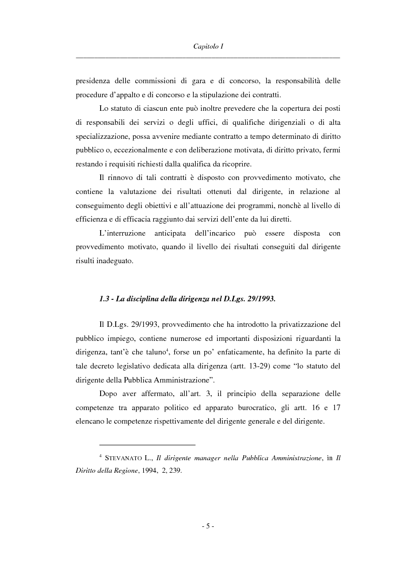 Anteprima della tesi: La dirigenza nell'ente locale: evoluzione legislativa, funzioni e responsabilità, Pagina 5