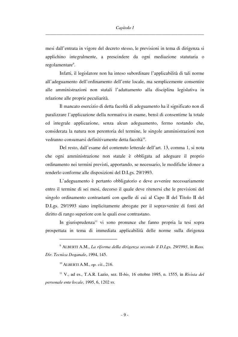 Anteprima della tesi: La dirigenza nell'ente locale: evoluzione legislativa, funzioni e responsabilità, Pagina 9