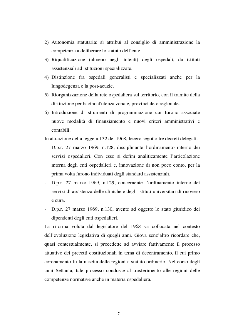 Anteprima della tesi: L'azienda ospedaliera nell'ambito del riordino del servizio sanitario della Regione Lombardia, Pagina 4