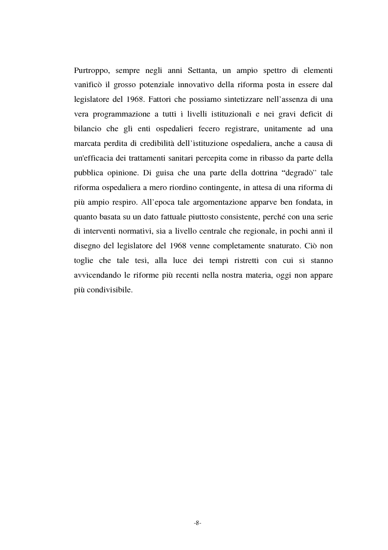 Anteprima della tesi: L'azienda ospedaliera nell'ambito del riordino del servizio sanitario della Regione Lombardia, Pagina 5