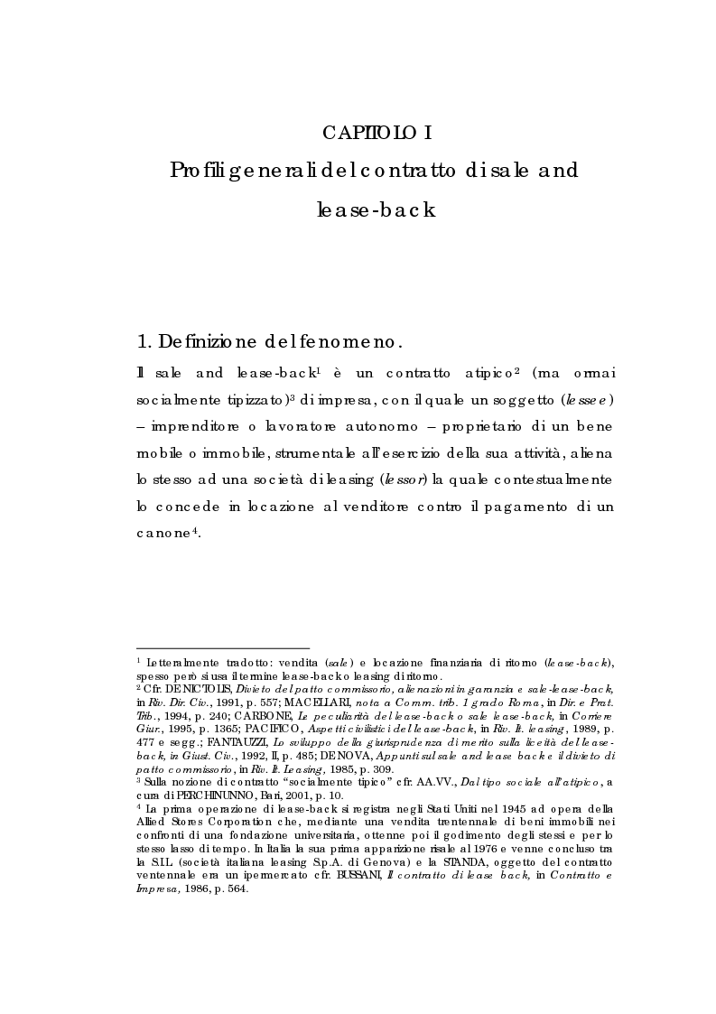 Anteprima della tesi: Sale and lease-back e divieto del patto comissorio, Pagina 3