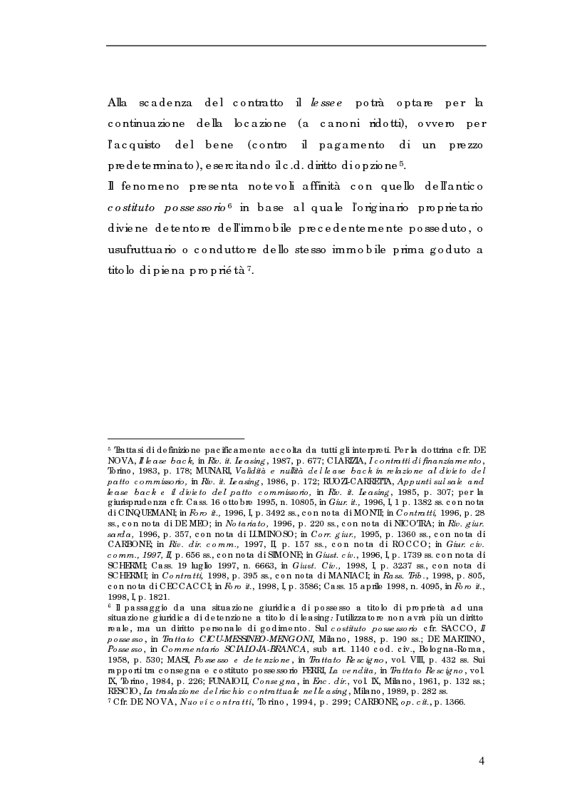 Anteprima della tesi: Sale and lease-back e divieto del patto comissorio, Pagina 4
