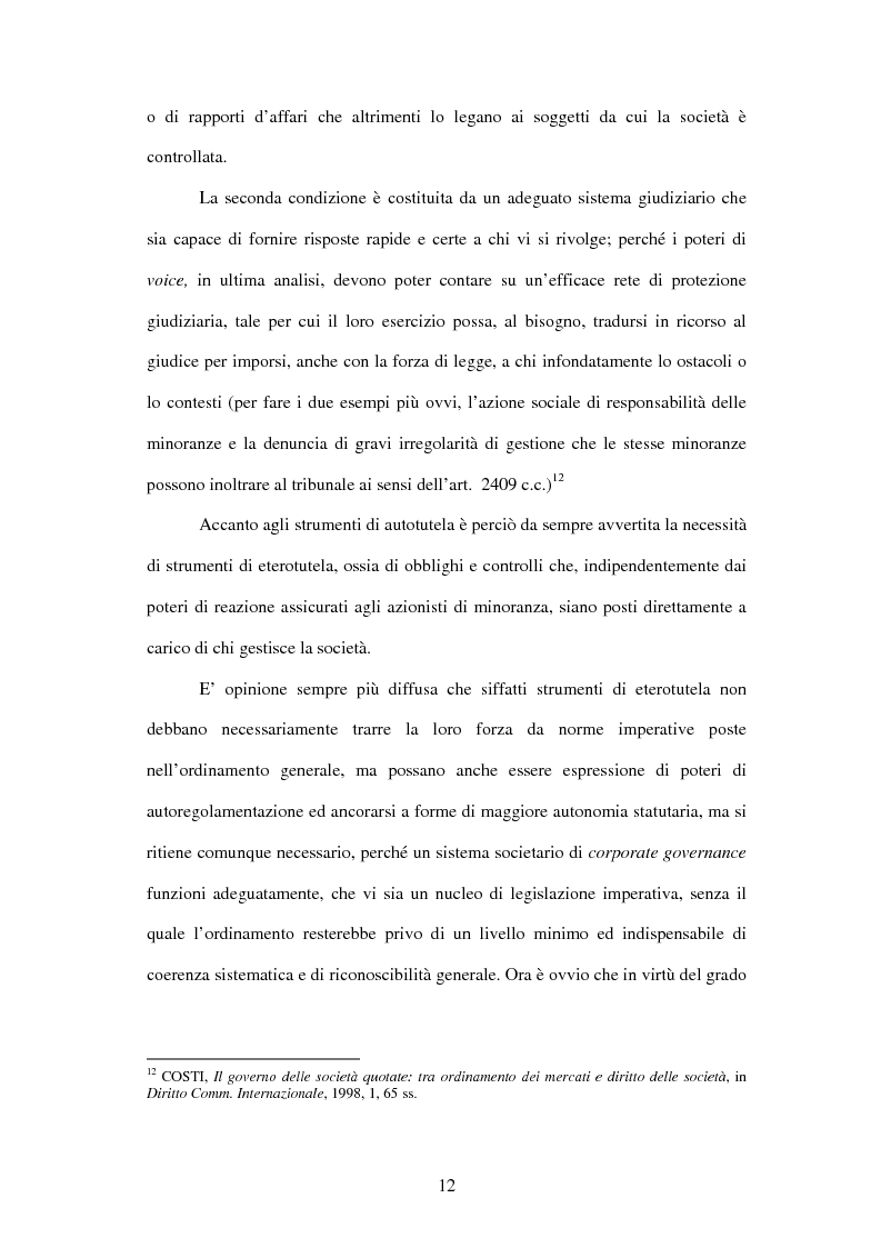 Anteprima della tesi: Tutela delle minoranze: azione sociale di responsabilità, Pagina 12