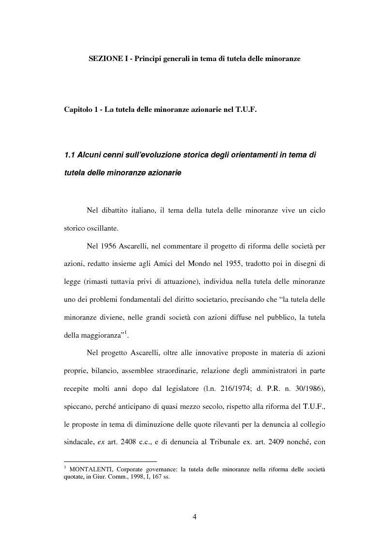 Anteprima della tesi: Tutela delle minoranze: azione sociale di responsabilità, Pagina 4