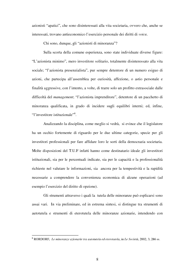 Anteprima della tesi: Tutela delle minoranze: azione sociale di responsabilità, Pagina 8