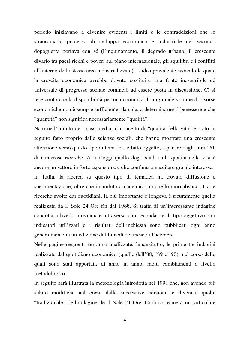 Anteprima della tesi: Le indagini sulla ''qualità della vita'' de Il Sole 24 Ore. Un approfondimento metodologico, Pagina 2