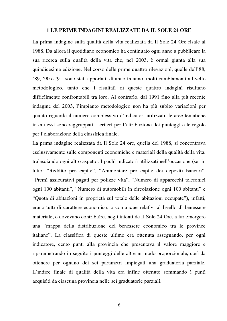 Anteprima della tesi: Le indagini sulla ''qualità della vita'' de Il Sole 24 Ore. Un approfondimento metodologico, Pagina 4