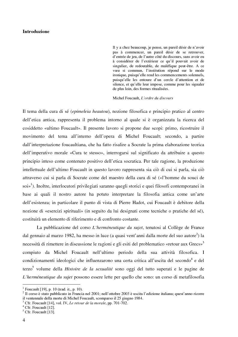 Anteprima della tesi: ''Cura Te Stesso'': L'imperativo socratico (d')après Foucault, Pagina 4