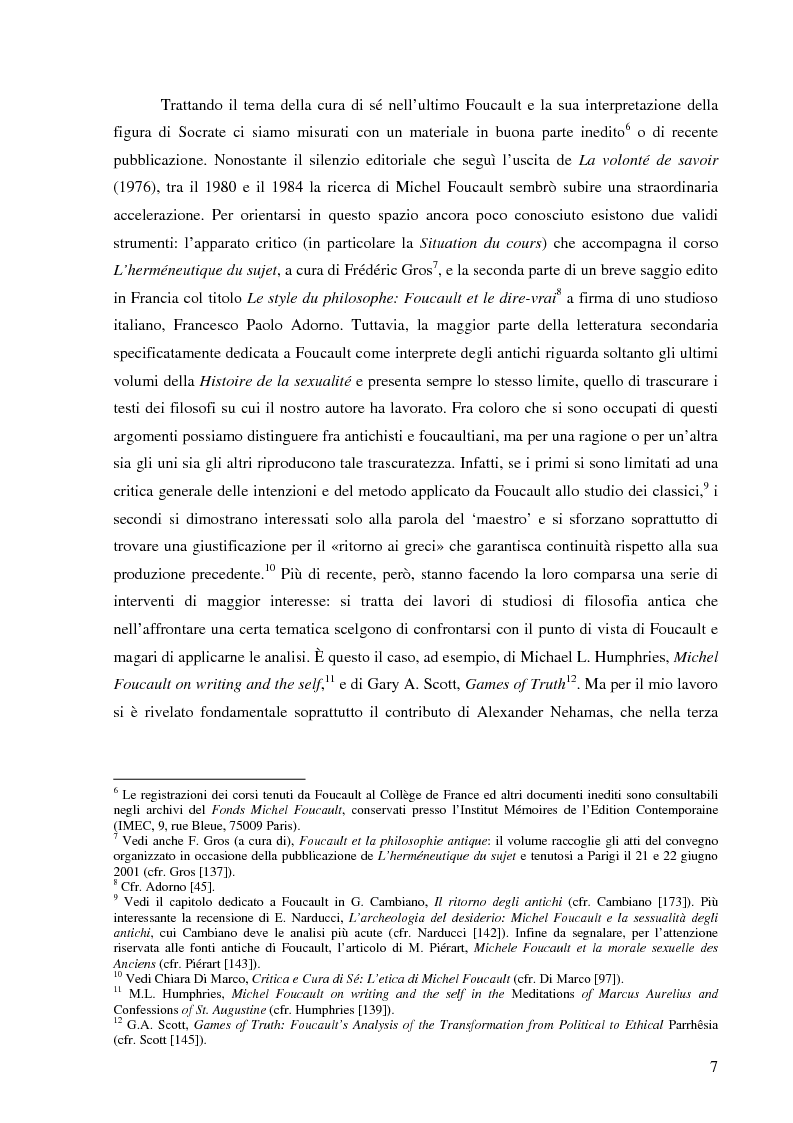 Anteprima della tesi: ''Cura Te Stesso'': L'imperativo socratico (d')après Foucault, Pagina 7