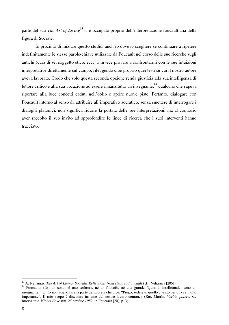Anteprima della tesi: ''Cura Te Stesso'': L'imperativo socratico (d')après Foucault, Pagina 8
