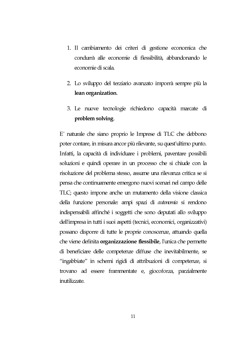 Anteprima della tesi: Le Risorse Umane quale fattore strategico nella competizione aziendale futura: le aziende di TLC., Pagina 11