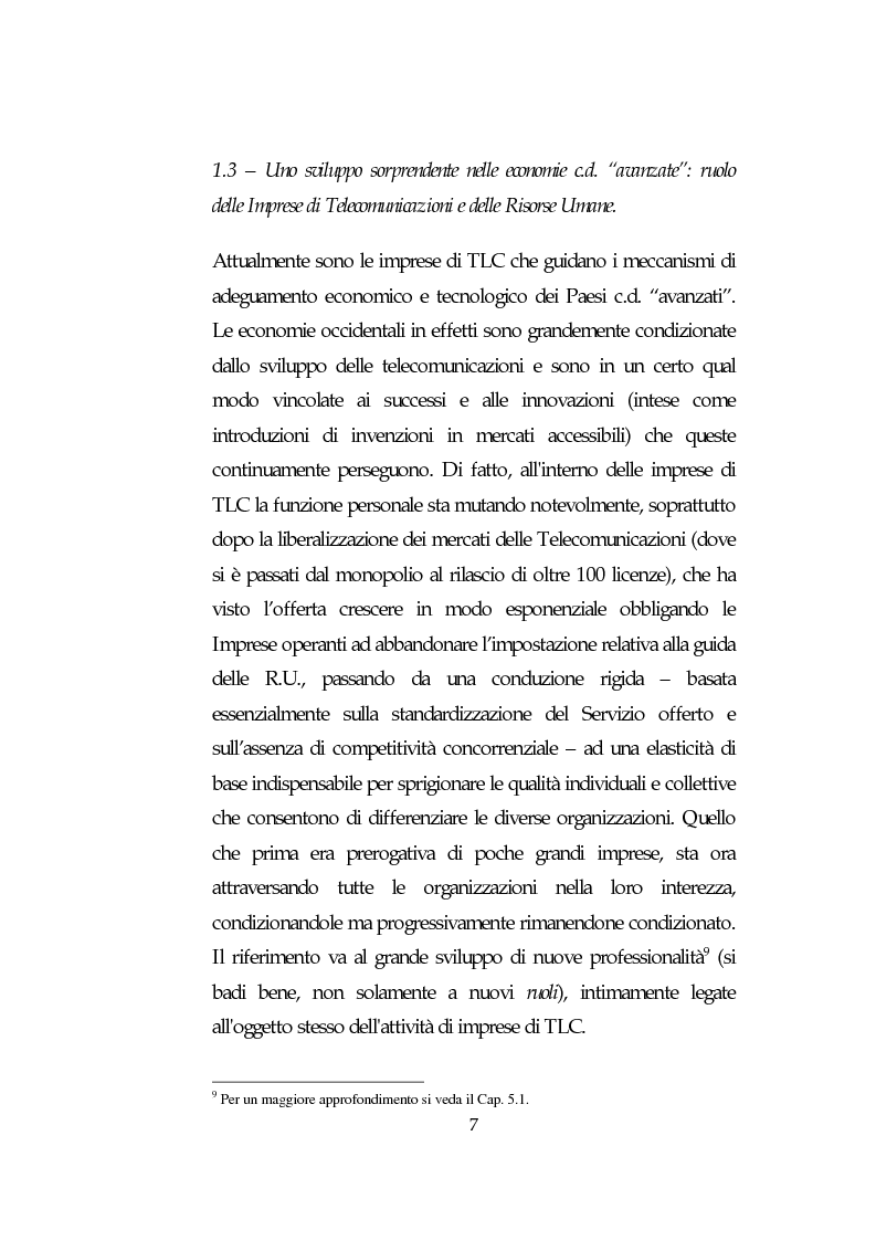 Anteprima della tesi: Le Risorse Umane quale fattore strategico nella competizione aziendale futura: le aziende di TLC., Pagina 7