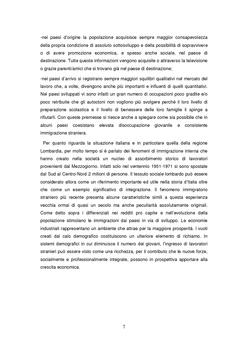 Anteprima della tesi: Integrazione socioeconomica degli immigrati in Lombardia, Pagina 4