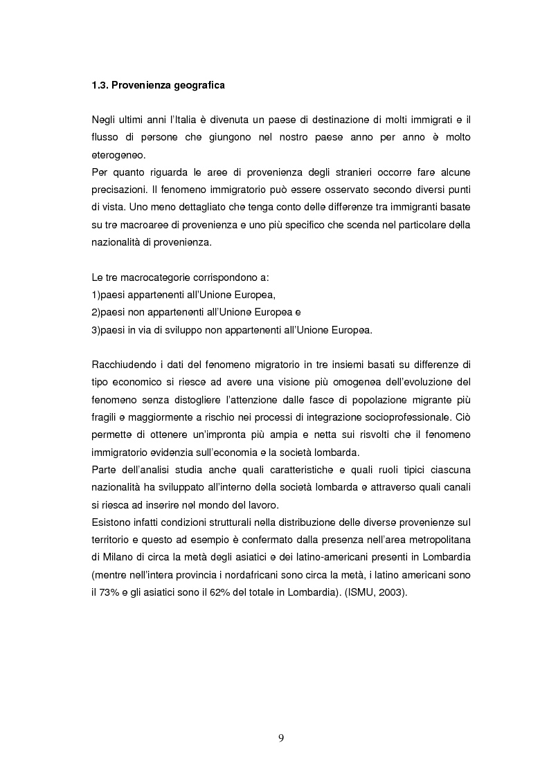 Anteprima della tesi: Integrazione socioeconomica degli immigrati in Lombardia, Pagina 6