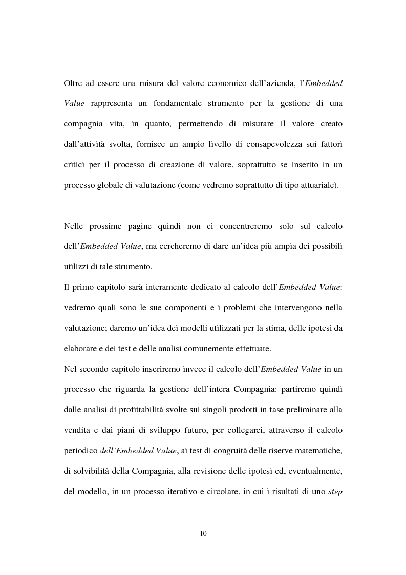 Anteprima della tesi: L’Embedded Value come strumento nelle scelte strategiche di una compagnia vita, Pagina 10