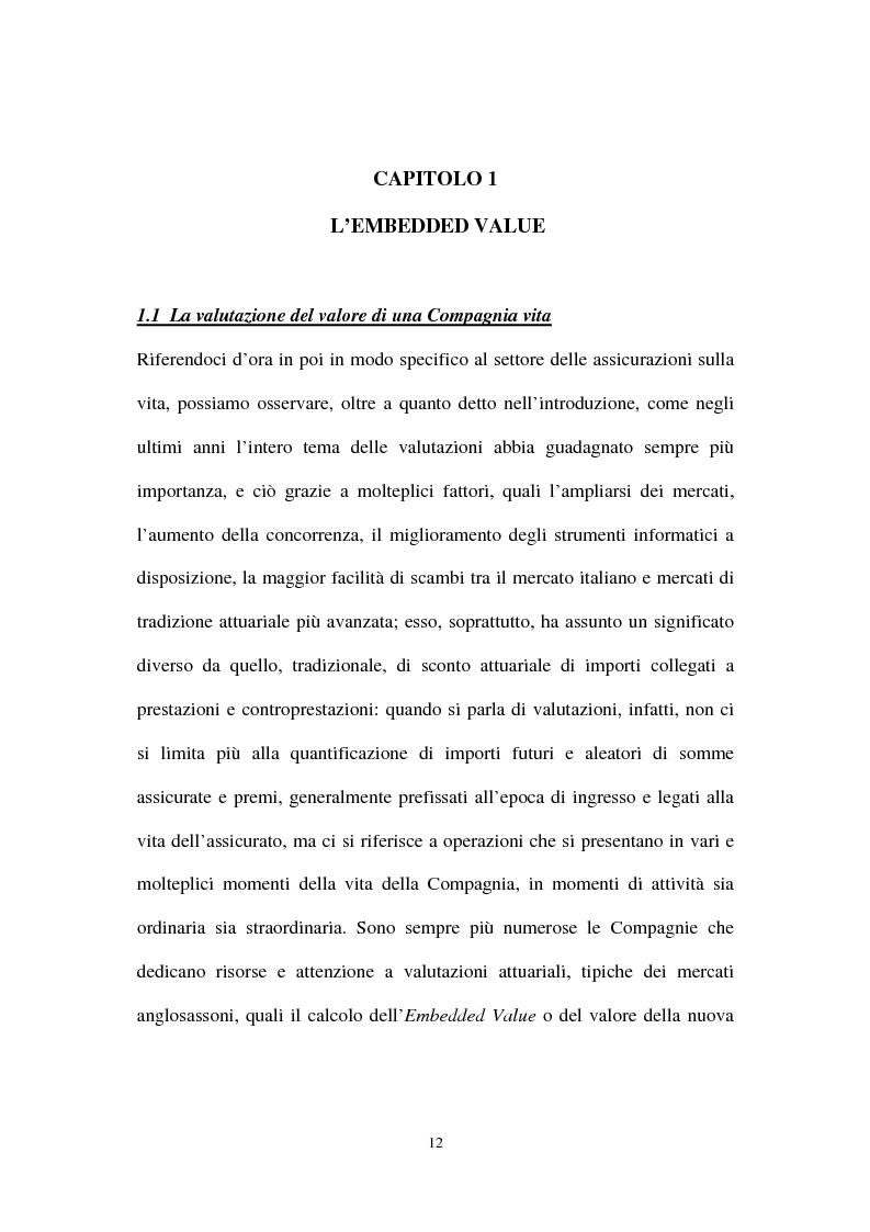 Anteprima della tesi: L’Embedded Value come strumento nelle scelte strategiche di una compagnia vita, Pagina 12