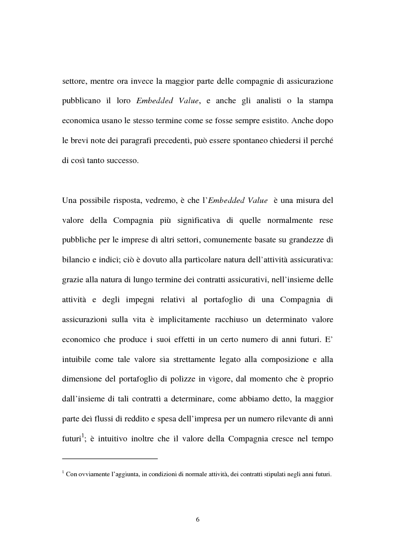 Anteprima della tesi: L’Embedded Value come strumento nelle scelte strategiche di una compagnia vita, Pagina 6