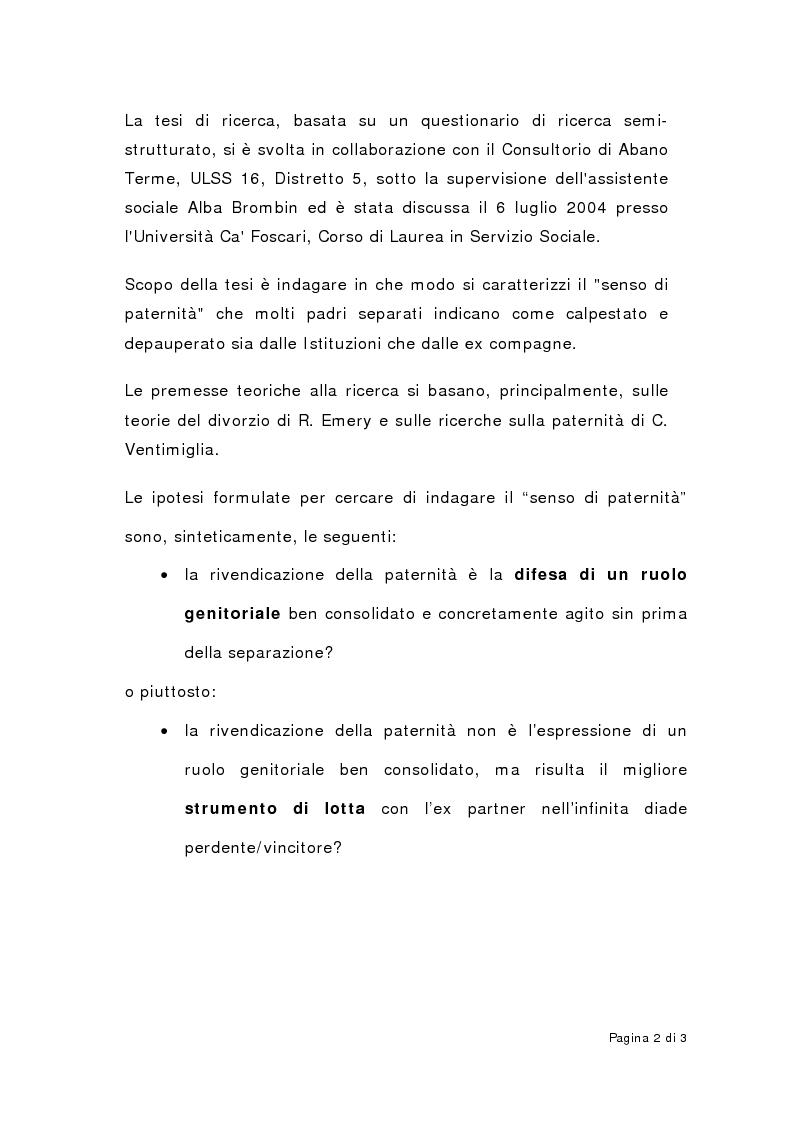 Anteprima della tesi: Paternità e maternità nelle coppie separate: genitorialità condivisa?, Pagina 2