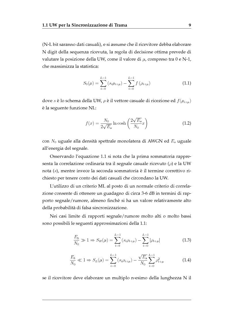 Anteprima della tesi: Sincronizzazione di Trama Non Coerente in Presenza di Errore di Frequenza, Pagina 7