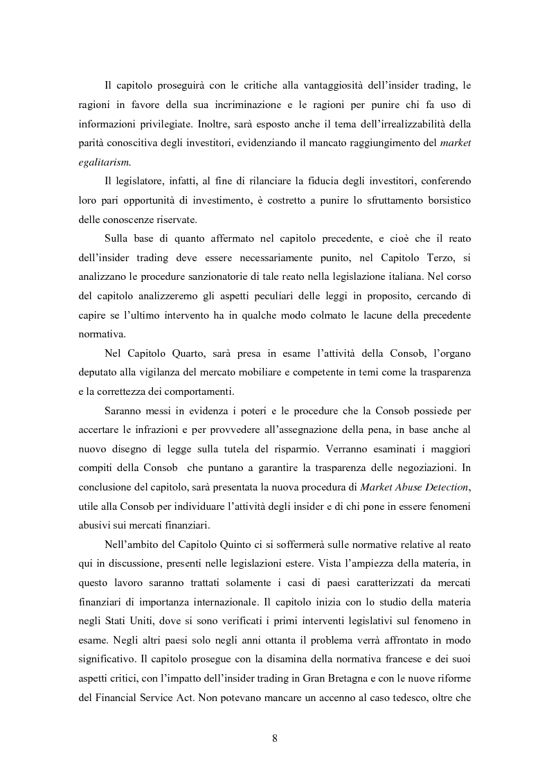 Anteprima della tesi: Insider trading ed efficienza dei mercati finanziari. L'impatto dell'evoluzione della normativa di riferimento in Italia., Pagina 2