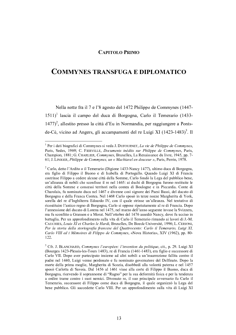 Anteprima della tesi: Storia e testimonianza: i Mémoires di Philippe de Commynes (1447-1511), Pagina 9