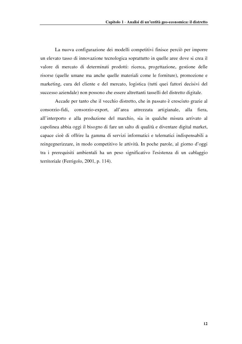 Anteprima della tesi: Distretti produttivi, prerequisiti ambientali e apprendimento. Un'analisi del polo di Barletta, Pagina 12