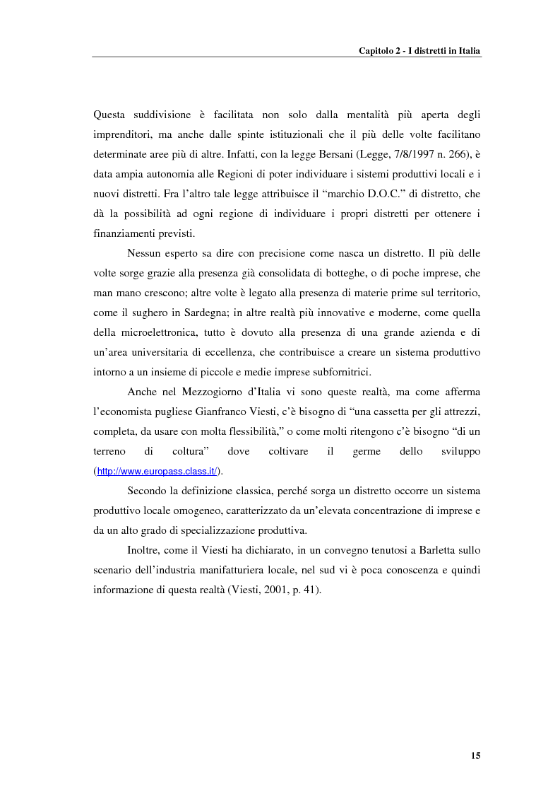 Anteprima della tesi: Distretti produttivi, prerequisiti ambientali e apprendimento. Un'analisi del polo di Barletta, Pagina 15