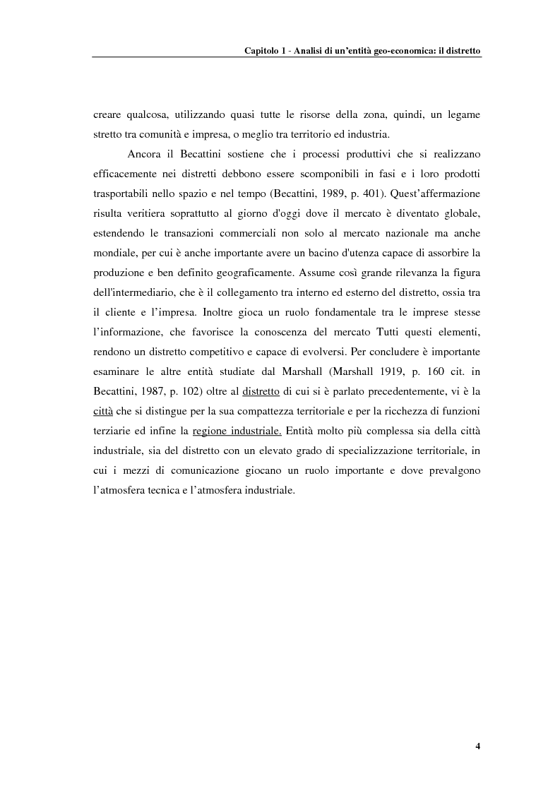 Anteprima della tesi: Distretti produttivi, prerequisiti ambientali e apprendimento. Un'analisi del polo di Barletta, Pagina 4
