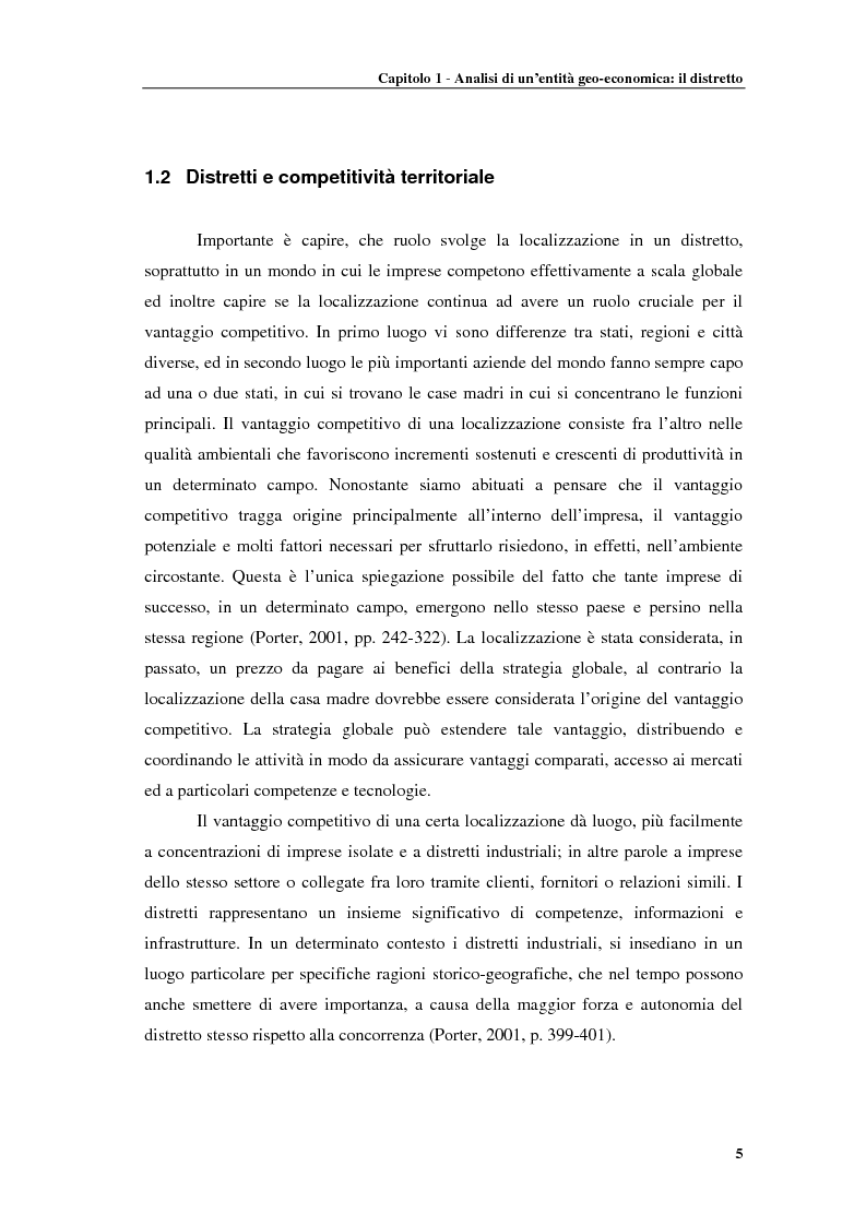 Anteprima della tesi: Distretti produttivi, prerequisiti ambientali e apprendimento. Un'analisi del polo di Barletta, Pagina 5