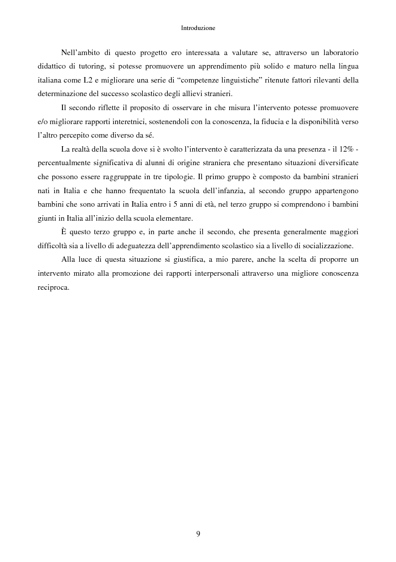 Anteprima della tesi: Scrivere fiabe insieme. Un'esperienza di tutoring tra bambini italiani e stranieri, Pagina 6