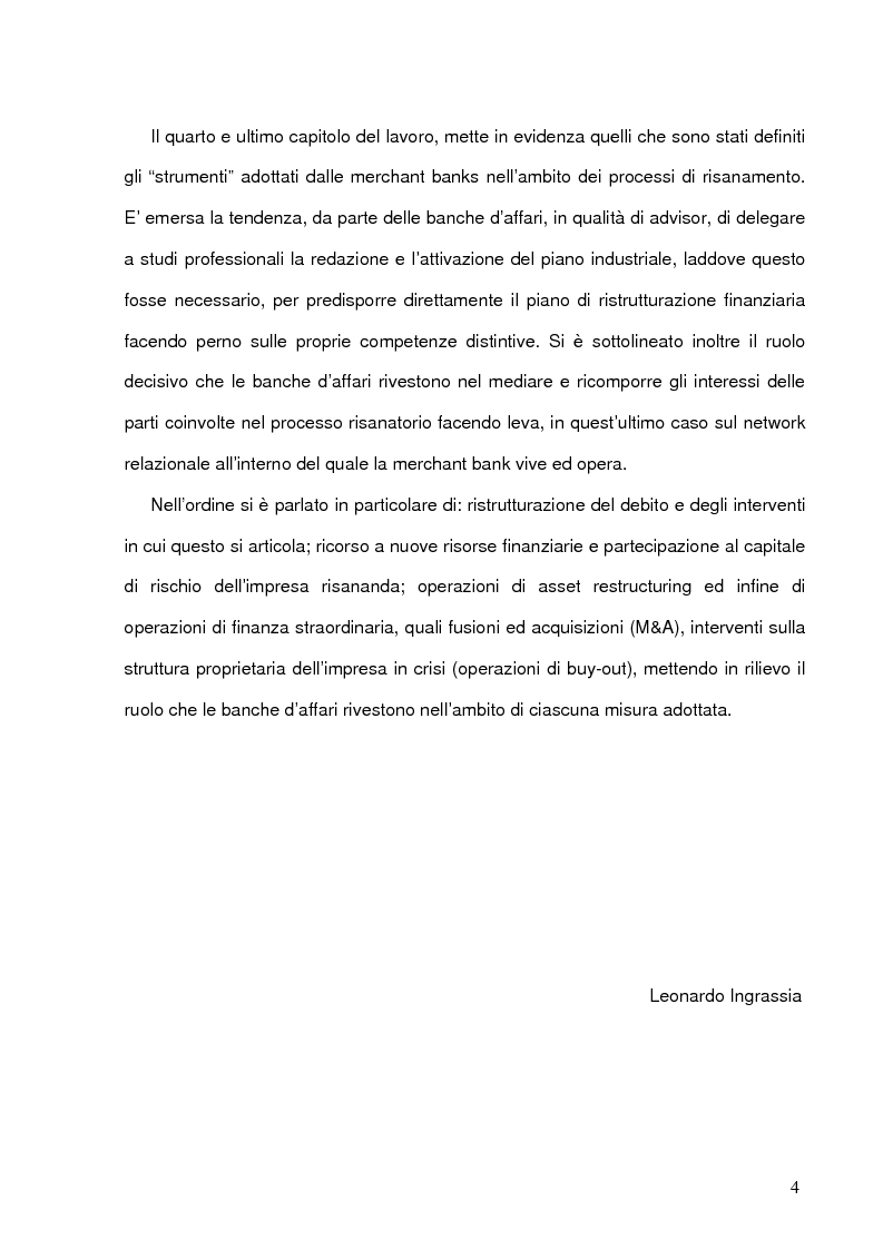 Anteprima della tesi: Il ruolo delle merchant banks nelle crisi d'impresa: processi e strumenti, Pagina 4