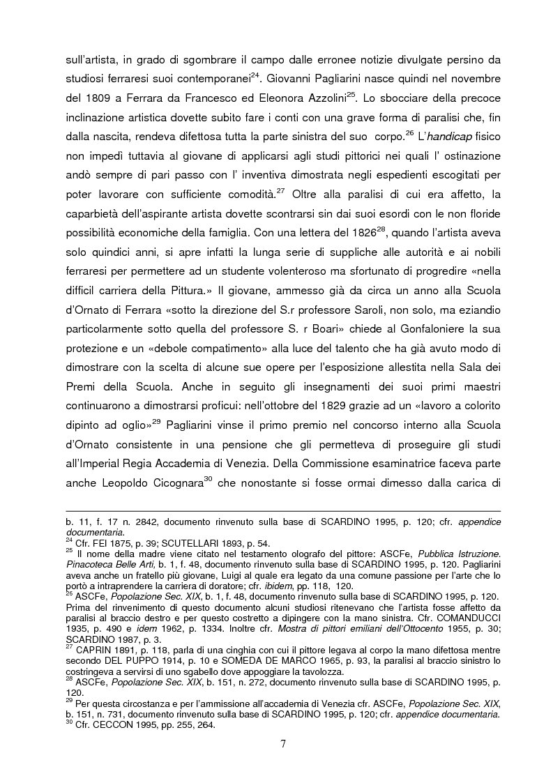 Anteprima della tesi: Un artista ferrarese a Trieste: Giovanni Pagliarini, Pagina 6