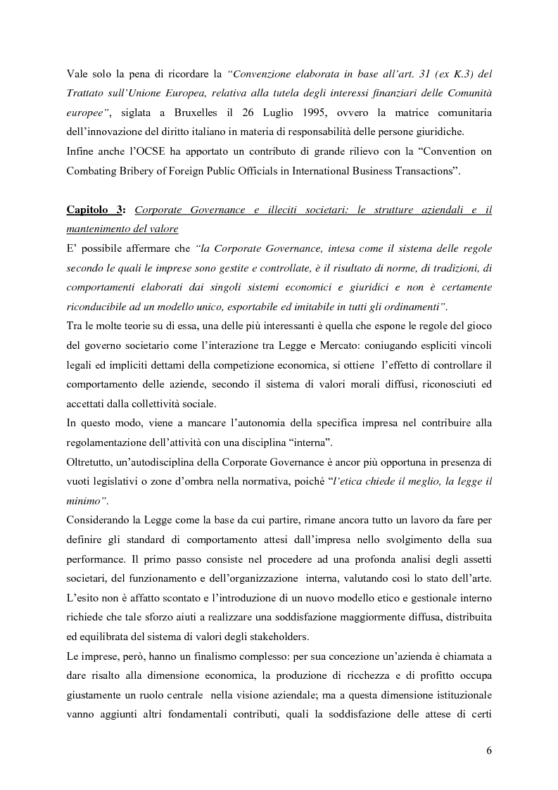 Anteprima della tesi: Il ruolo della Security nella prevenzione ed il controllo della responsabilità amministrativa delle società quotate: aspetti legali, organizzativi e metodologici., Pagina 6