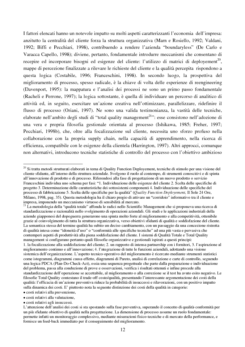 Anteprima della tesi: Cost management e orientamento ai processi.Analisi di un caso aziendale, Pagina 11